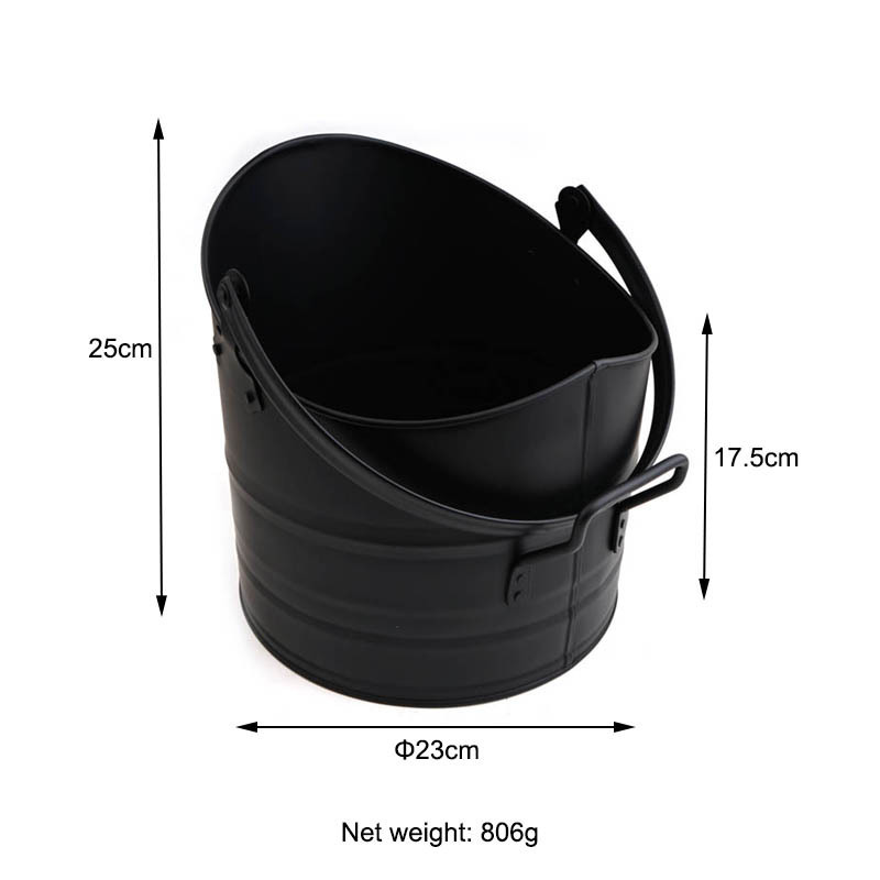 Iron Fireplace ash coal black bucket can mental pellet pail wood burning stove fireplace tools accessories outdoor indoor