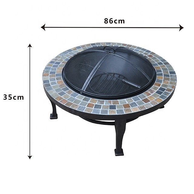 Hot selling outdoor garden metal marble round fire pit with lid