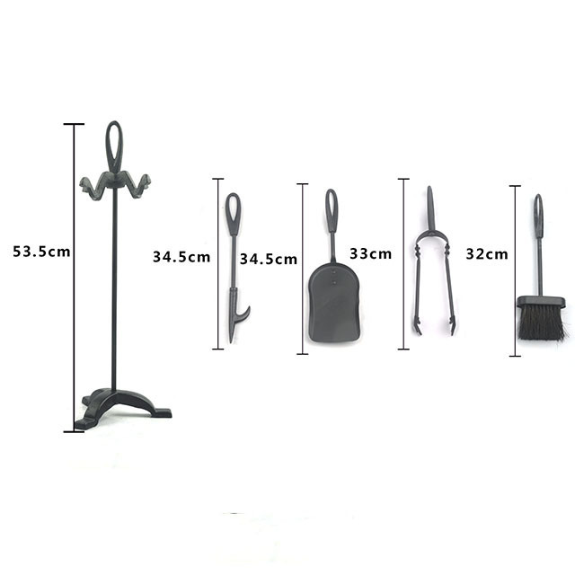 Chimney Fire Tool Set Fireplace Tools Wood Accessory Accessories poker kit Metal Stand iron black painted powder coated