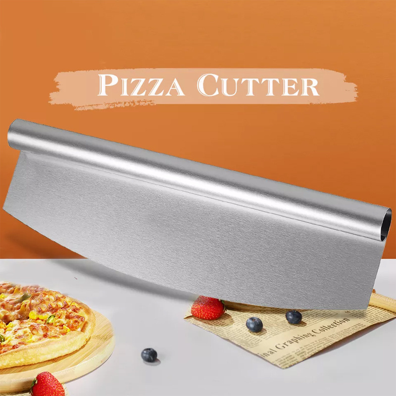 Pizza Cutter Rocker Blade Style Stainless Steel Slicer Knife Pizza Cutter With Protection Cover