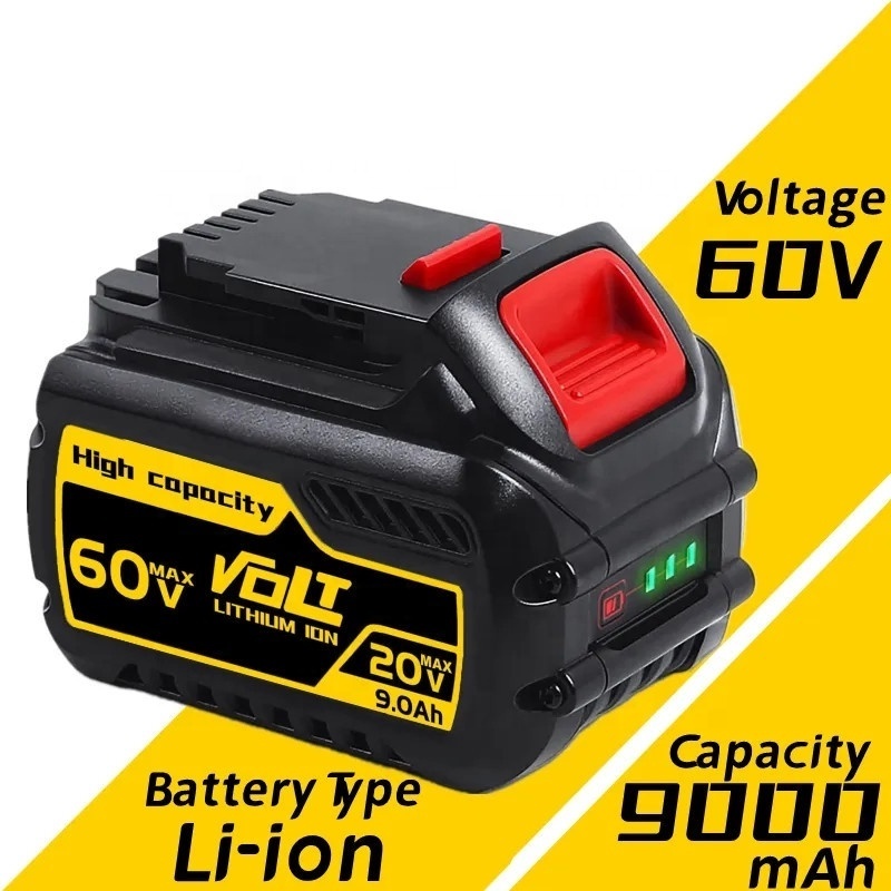 Factory Wholesale DCB606 20V 60V 9.0Ah Lithium-ion Max Flexvolt Battery with LED Indicator for Dewalt Power tool  Drill DCB609