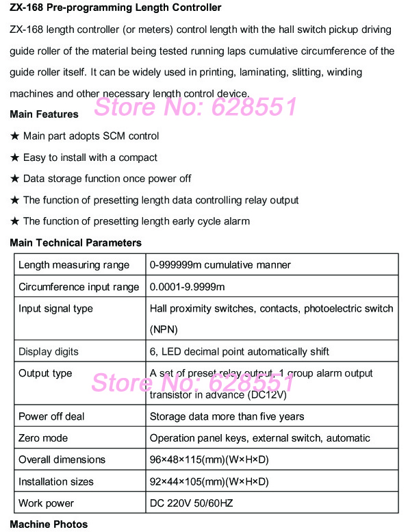 ZX-168 Pre-programming Length Controller Coating Laminating Machine Meter Counter Electronic digital length measuring counter