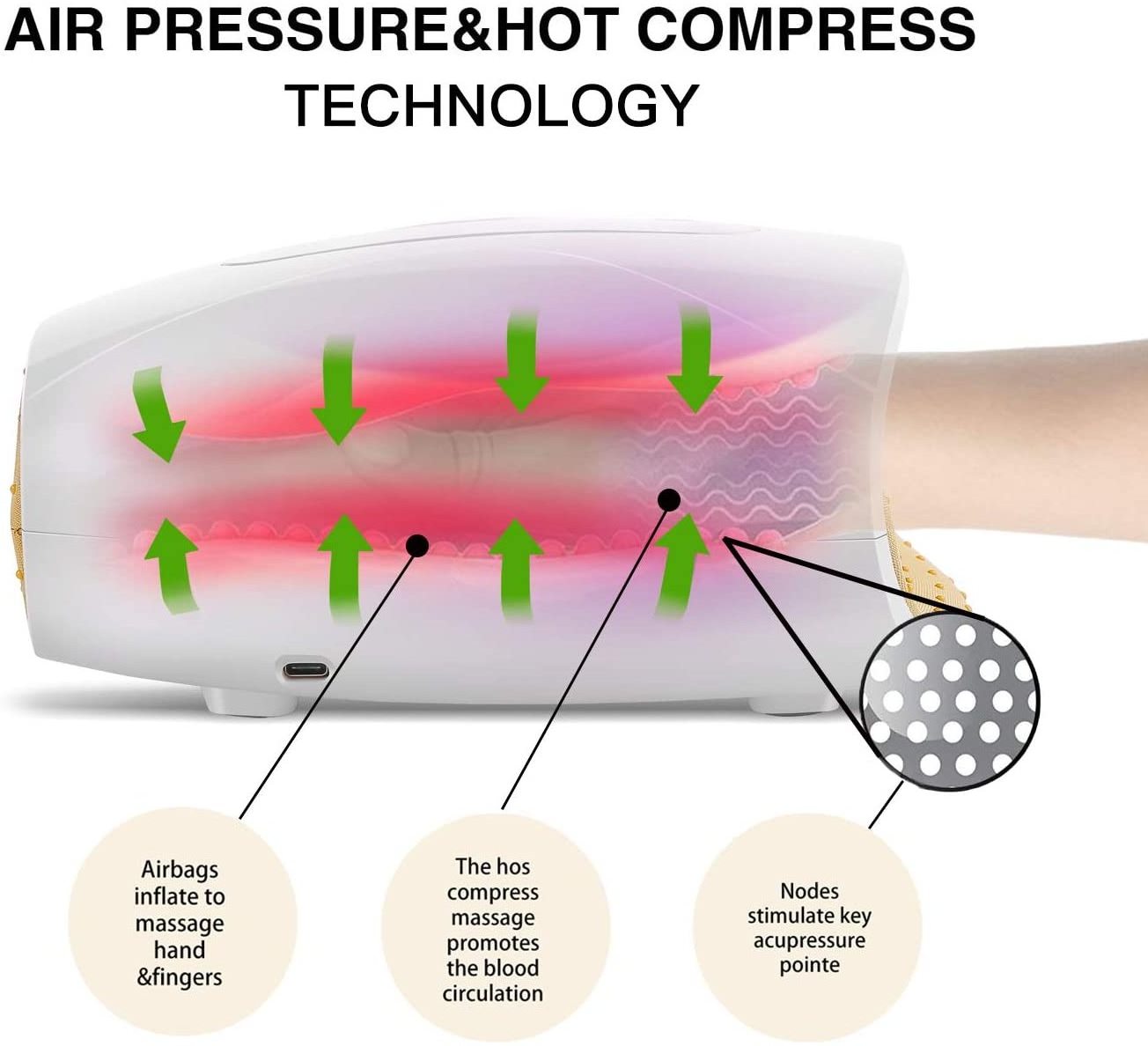 Hot Sale Acupressure Finger Hand Massage Wireless Electric Hand Therapy Massager