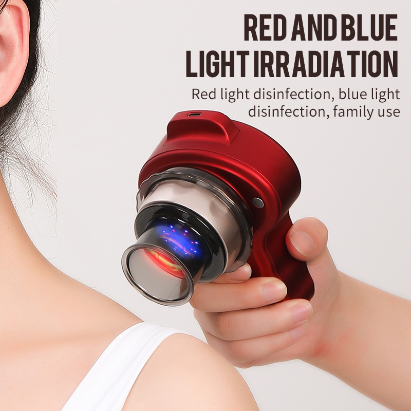 New Upgrade USB Rechargeable 2023 Electric Body Blue Red Light Cupping Device Cupping Machine Vacuum Therapy Set