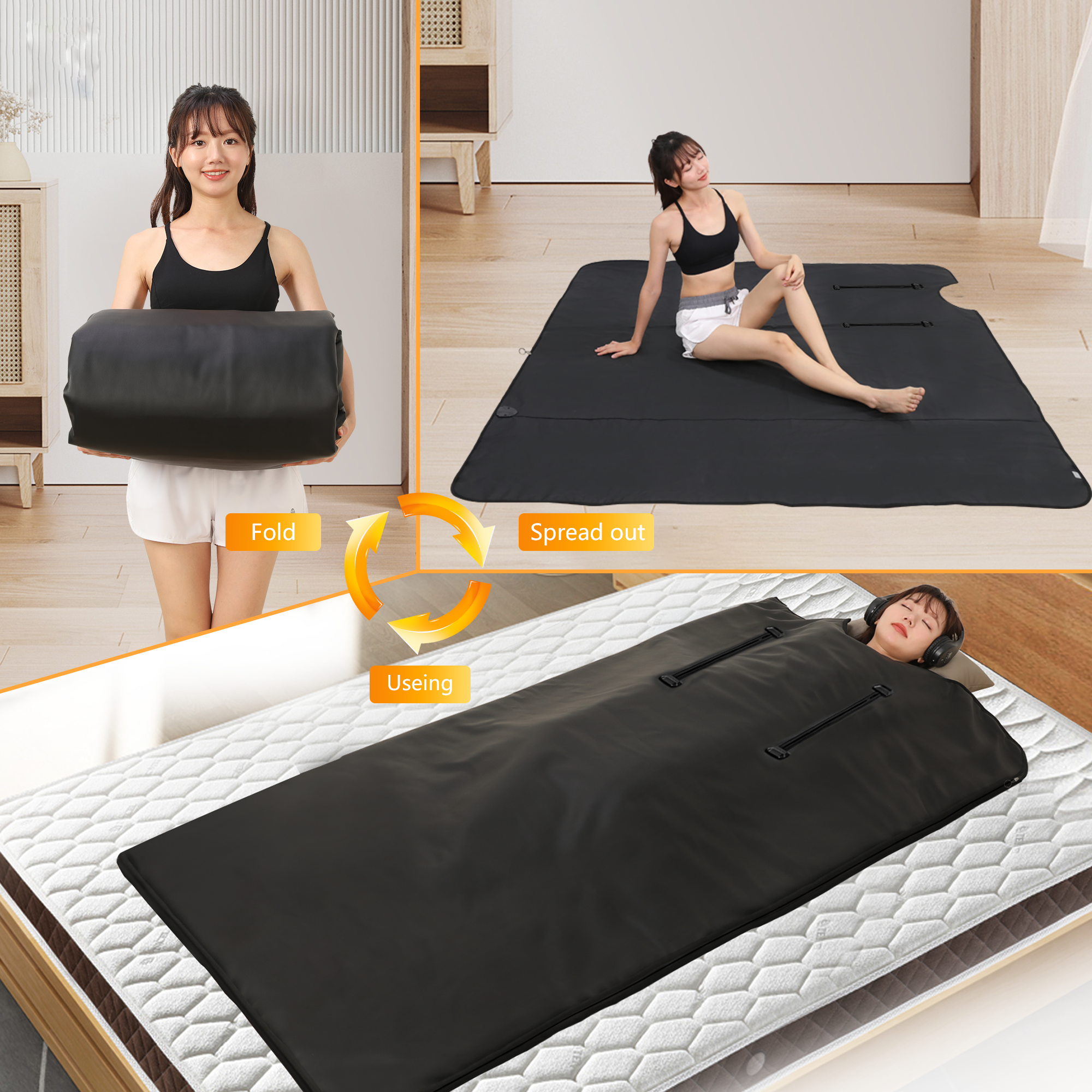 Electric Low Emf Far Infrared Heating Black Purple Detox Sauna Blanket Body Wrap For Weight Loss