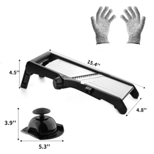 Mandoline Food Slicer, Adjustable Stainless Steel with Waffle Fry Cutter Crinkle Cut Potato Chip Vegetable Onion Slicer