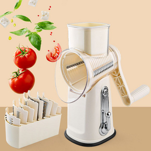 Hot Selling 2024 Rotary Cheese Grater 5 Stainless Steel Blades Mandoline Vegetable Slicer Cheese Shredder With Box