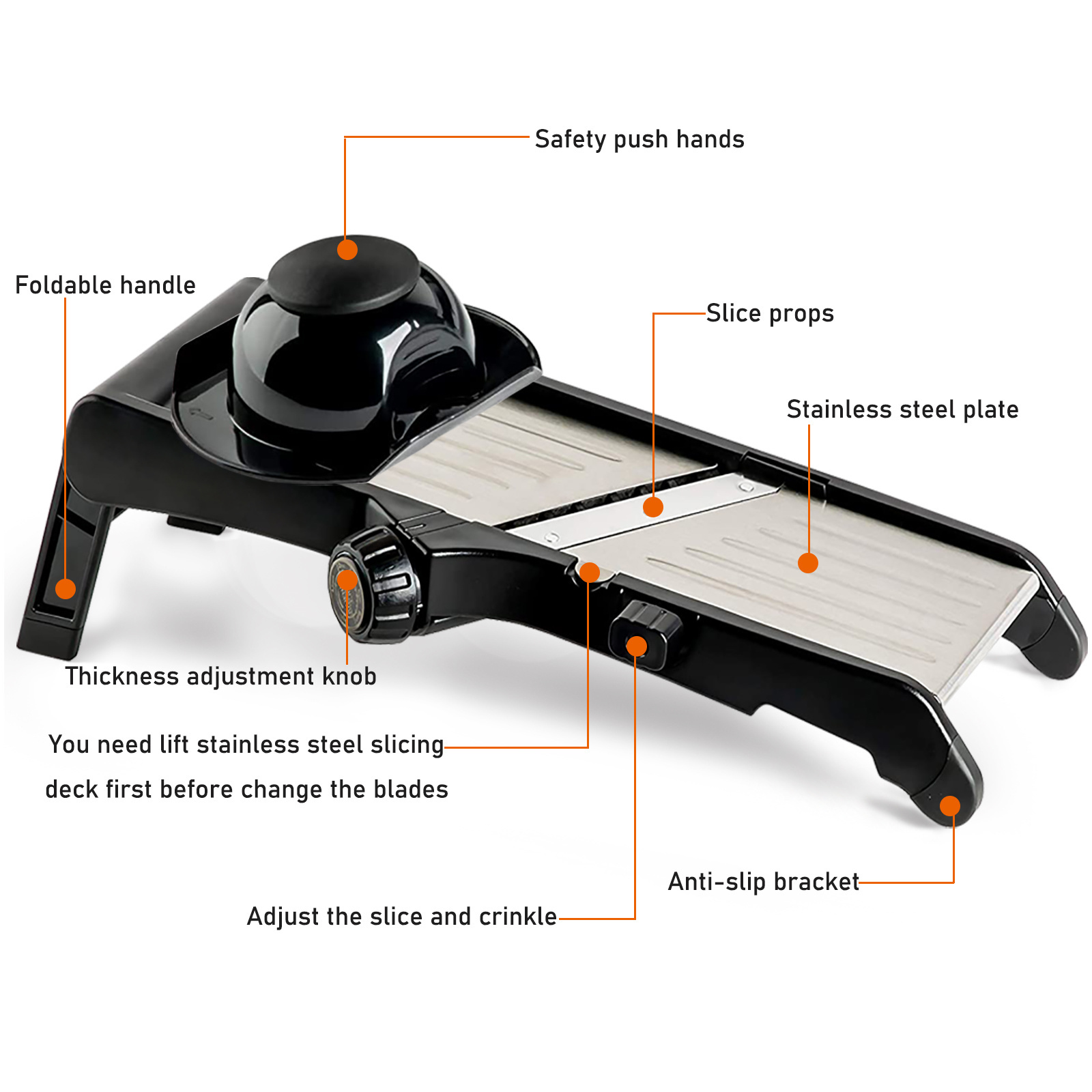 Multifunctional vegetable slicer adjustable stainless steel mandoline food cutter with waffle blade