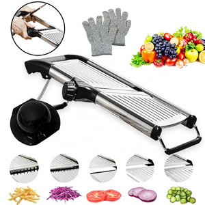 Manual Vegetable Slicer Adjustable Mandoline Slicer Cutter Stainless Steel Food Slicer Chopper With Safety Holder