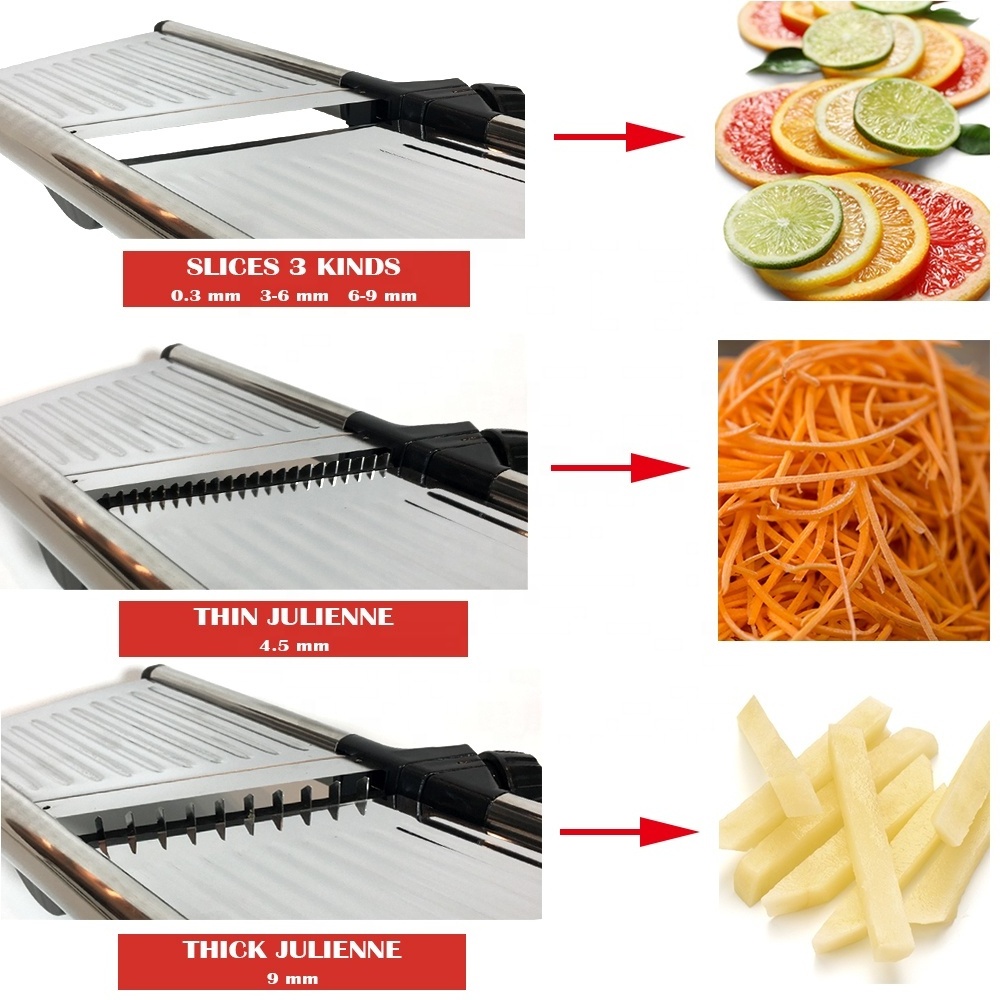 Manual Vegetable Slicer Adjustable Mandoline Slicer Cutter Stainless Steel Food Slicer Chopper With Safety Holder