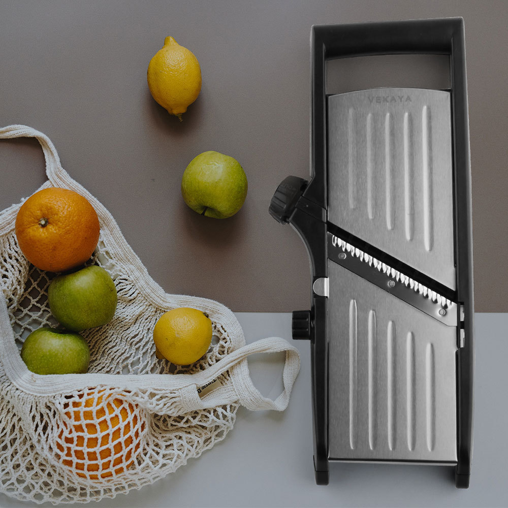 Multifunctional vegetable slicer adjustable stainless steel mandoline food cutter with waffle blade