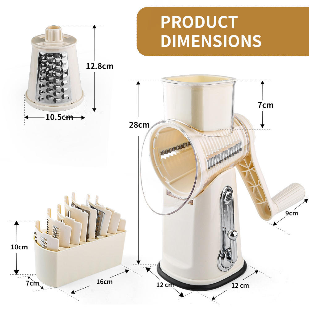 New Arrival Food Processor Fruit Vegetable Chopper Grinder Vegetable Grater Slicer Rotary Cheese Grater with blade box