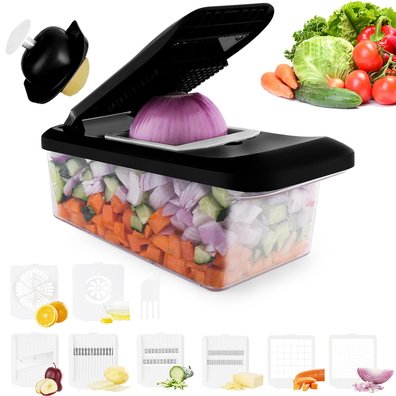 Multifunction 10 In 1 Stainless Steel Kitchen Slicer Food Chopper Vegetable Cutter Kitchen Slicer Dicer With Container