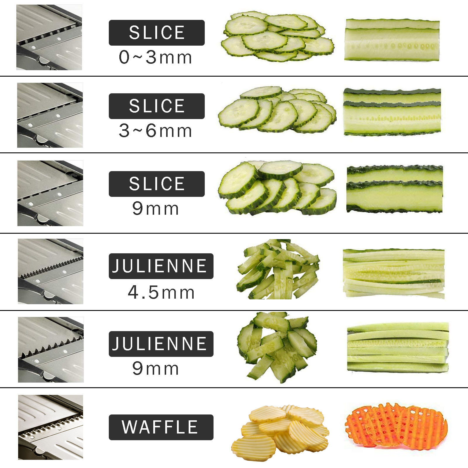 Multifunctional vegetable slicer adjustable stainless steel mandoline food cutter with waffle blade