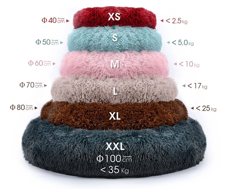 Anti Anxiety Comfy Calming Pet Bed Luxury Cozy Large Fluffy Dog Bed Washable Custom Round Wholesale Dog Bed