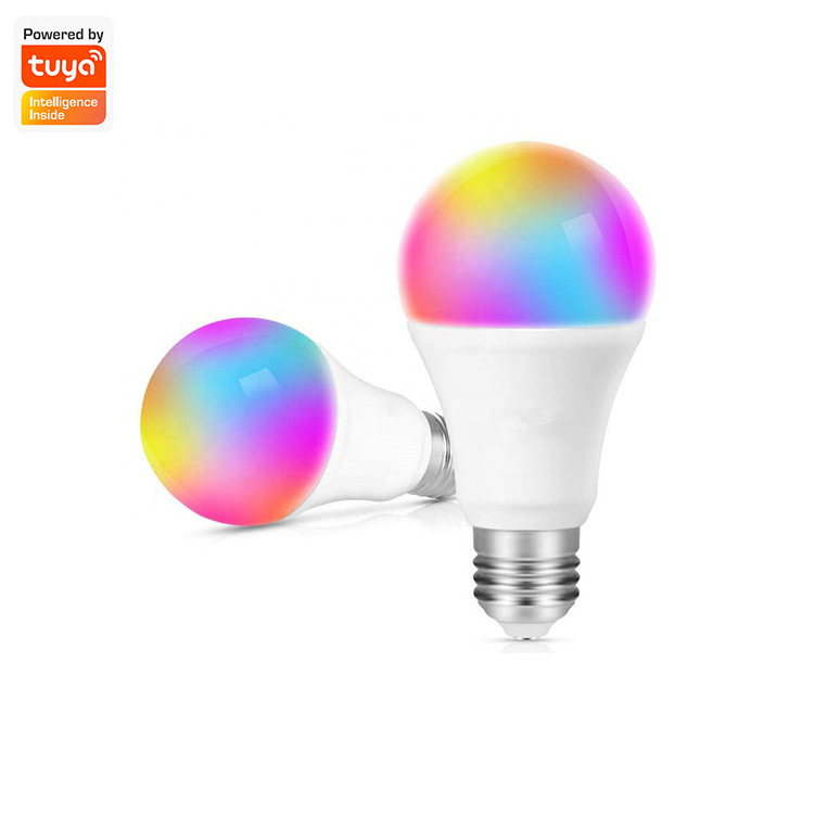 Tuya Smart Light Bulb App Control 2700k-6500k RGBCW+CCT Smart Bulb Google Home 9w E26 E27 B22 A60 806lm LED Tuya wifi Smart Bulb