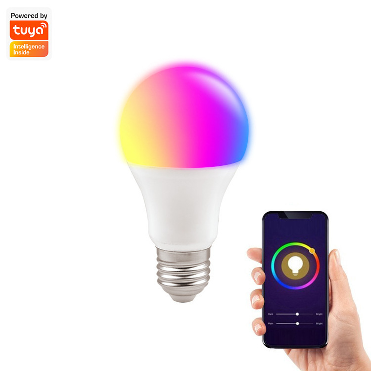 Tuya Smart Light Bulb App Control 2700k-6500k RGBCW+CCT Smart Bulb Google Home 9w E26 E27 B22 A60 806lm LED Tuya wifi Smart Bulb