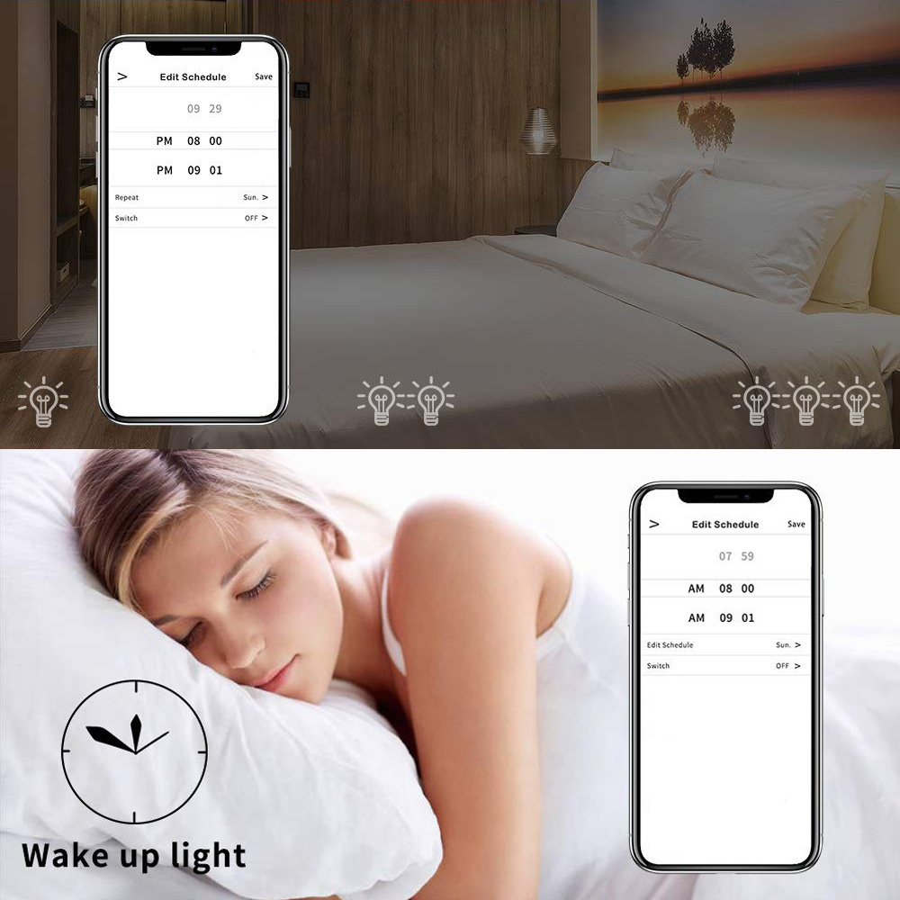 WELLUX Led Wi-Fi Tuya 9W E27 RGBCW tuya wifi smart light bulb Work With Alexa & Google Home