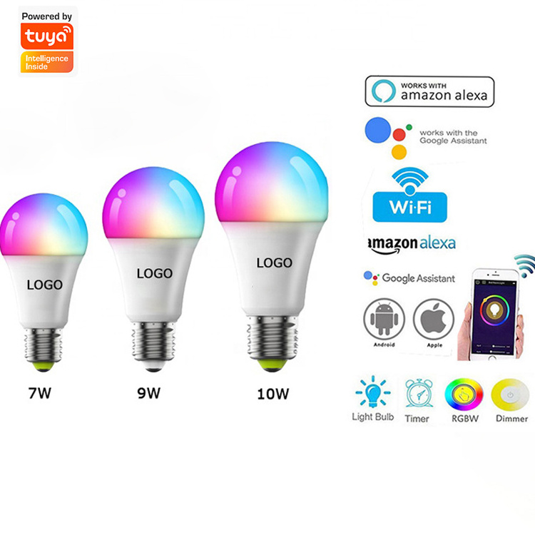 Alexa Google Home control A60 9w RGB Smart LED Light Bulbs CRI (Ra)>80 smart lighting system 4.9w E27 G9 GU10 led bulb