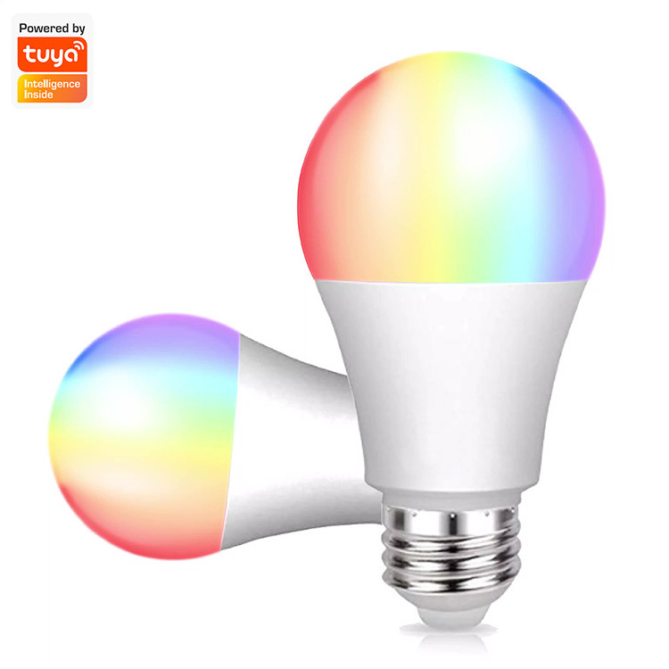 led wifi smart bulb e27 e26 b22 socket base remote control color rgbww dimmable 9w A60 A19 alexa smart home light bulb