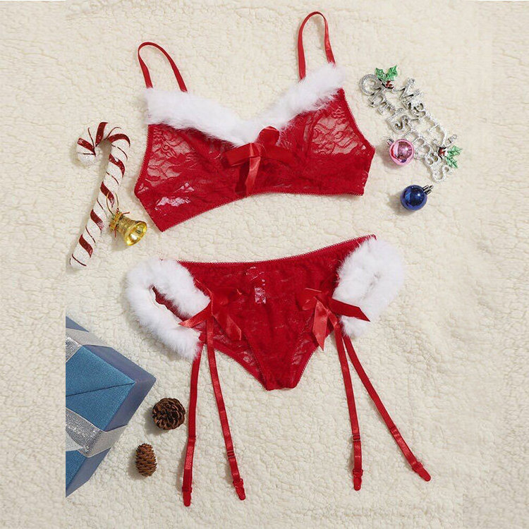 For 2022 Xmas Manufacturers Scheduled To Mass Produce Women's Sexy Underwear Christmas Valentine's Gift Sexy feather Lingerie