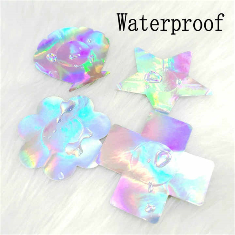 6 shape Holographic Rave Pasties Festival Nipple Cover Metallic Silvery Breast Petals for Women Disposable Boob Covers