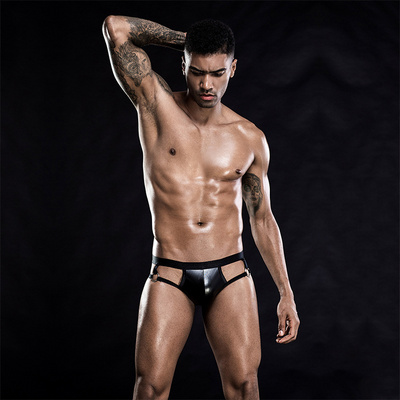 PU Leather Jockstrap Underwear Erotic Panties Ring Hot Sexy Male's Thongs Underwear Sexy Lingerie Mens