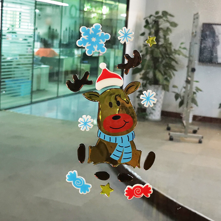 Hot Sale Removable Wholesale Glass Window Snow flake Decorative Best Selling Customized Mickey Christmas Window Stickers