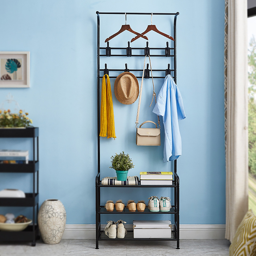 Adjustable Stackable Simple Trending Entryway Hall Trees Storage Shelf Houseware Industrial Coat Rack Shoe Bench