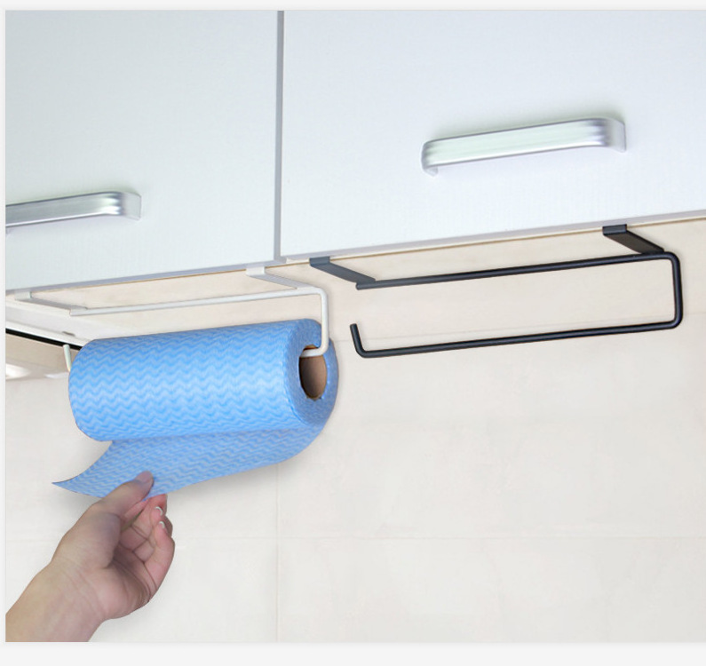 Under Cabinet Over Door Stainless Steel Kitchen Roll Paper Towel Holder Tissue Hanger Organizer Rack