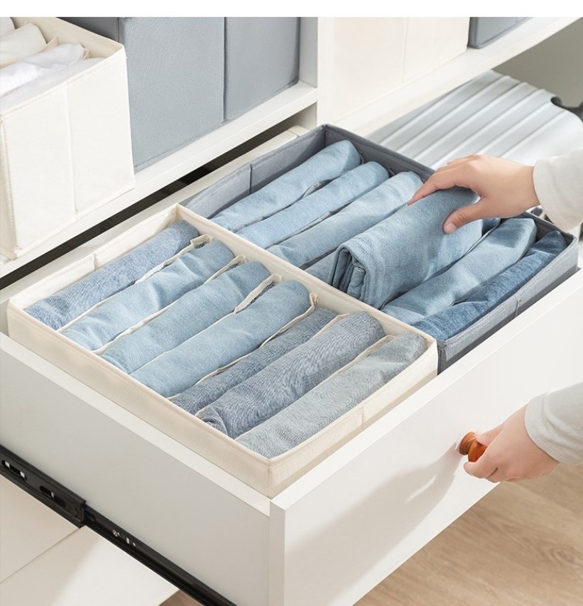 Wardrobe Closet Pp Board Included collapsible Foldable  Clothes  Shirt Closet Organizer 7 Grid Jeans Organizer