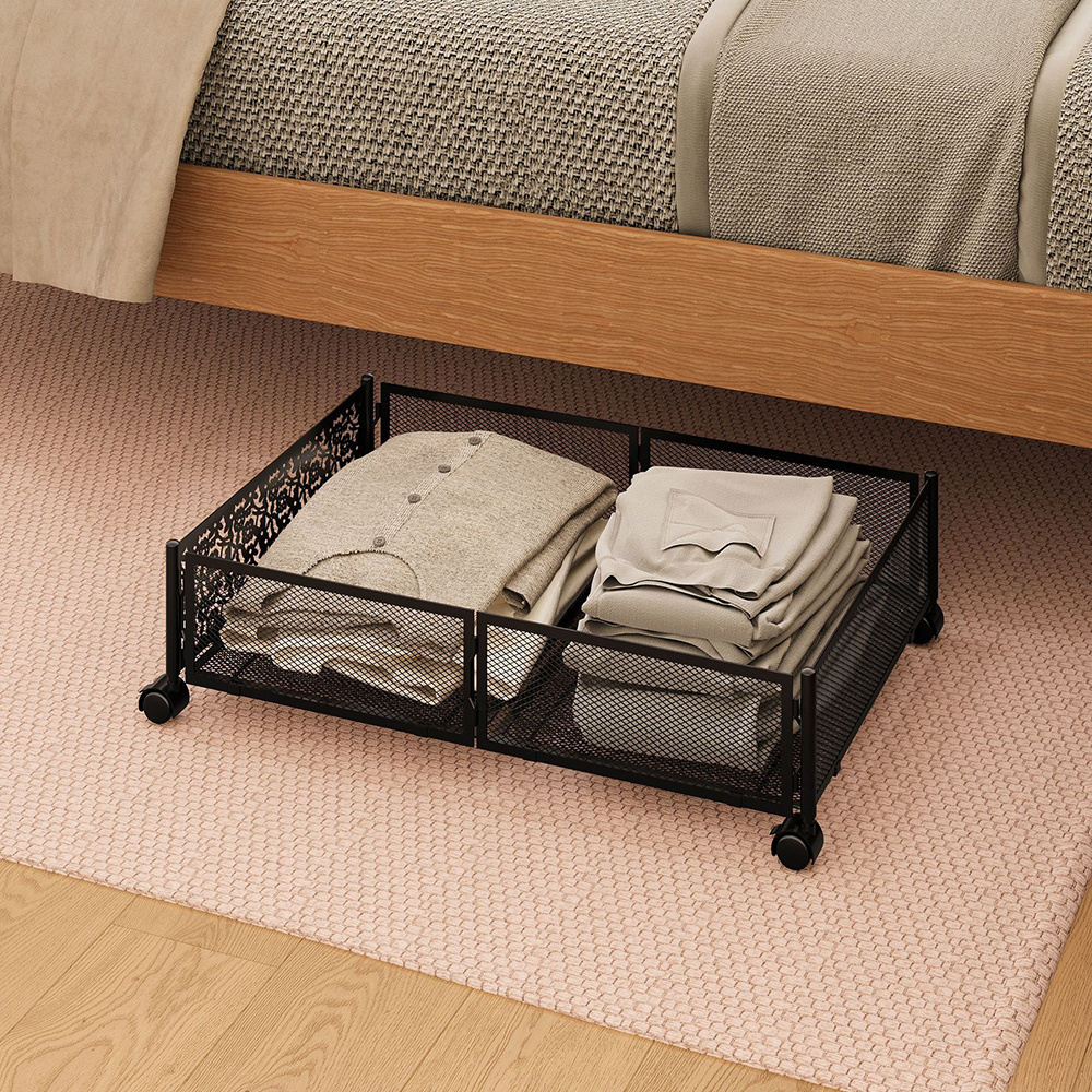 Wholesale Foldable Metal Stackable Storage Drawer Organizer Bins Box  Under Bed Storage