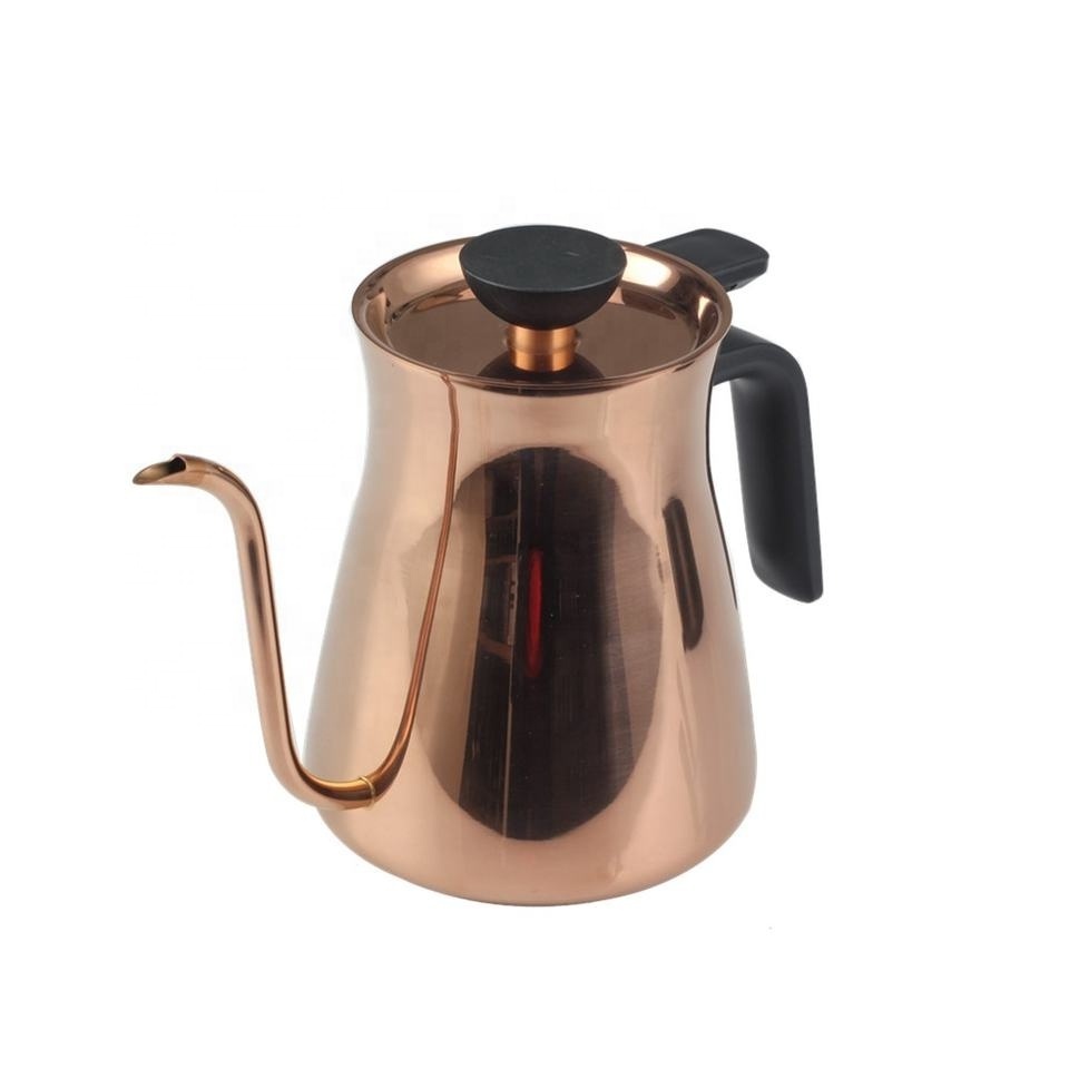 27oz PVD Coated Stainless Steel Rose Golden Pour Over Coffee Drip Kettle for Home and Cafe