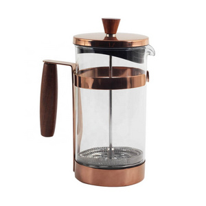 Free Customized CLASSIC Borosilicate Glass with Stainless Steel French Press Tea Plunger Coffee Maker