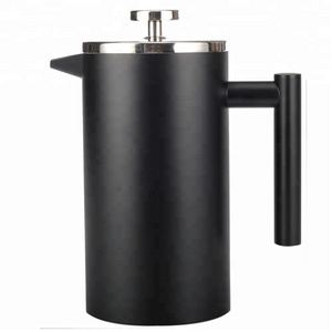 French Press Double-Wall Stainless Steel coffee plunger (1L) Coffee/Tea Maker: Double-Screen System 100% No Coffee Grounds