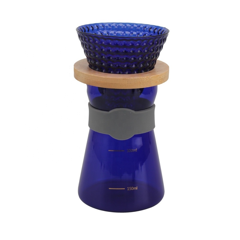 Blue glass Coffee Dripper Pot