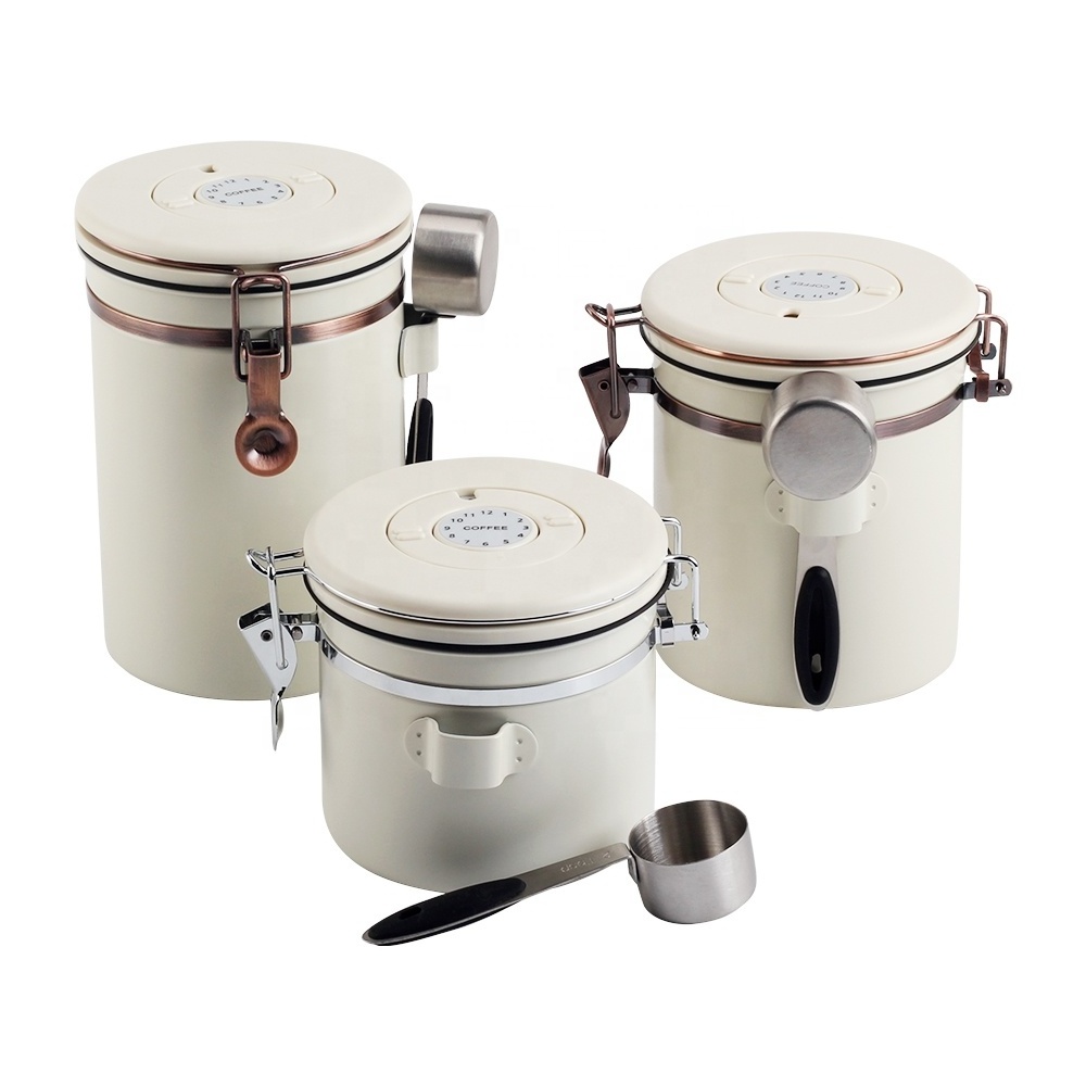 Coffee Storage - Stainless Steel Tea and Sugar Containers - Canisters w/Date-Tracker, CO2 Valve