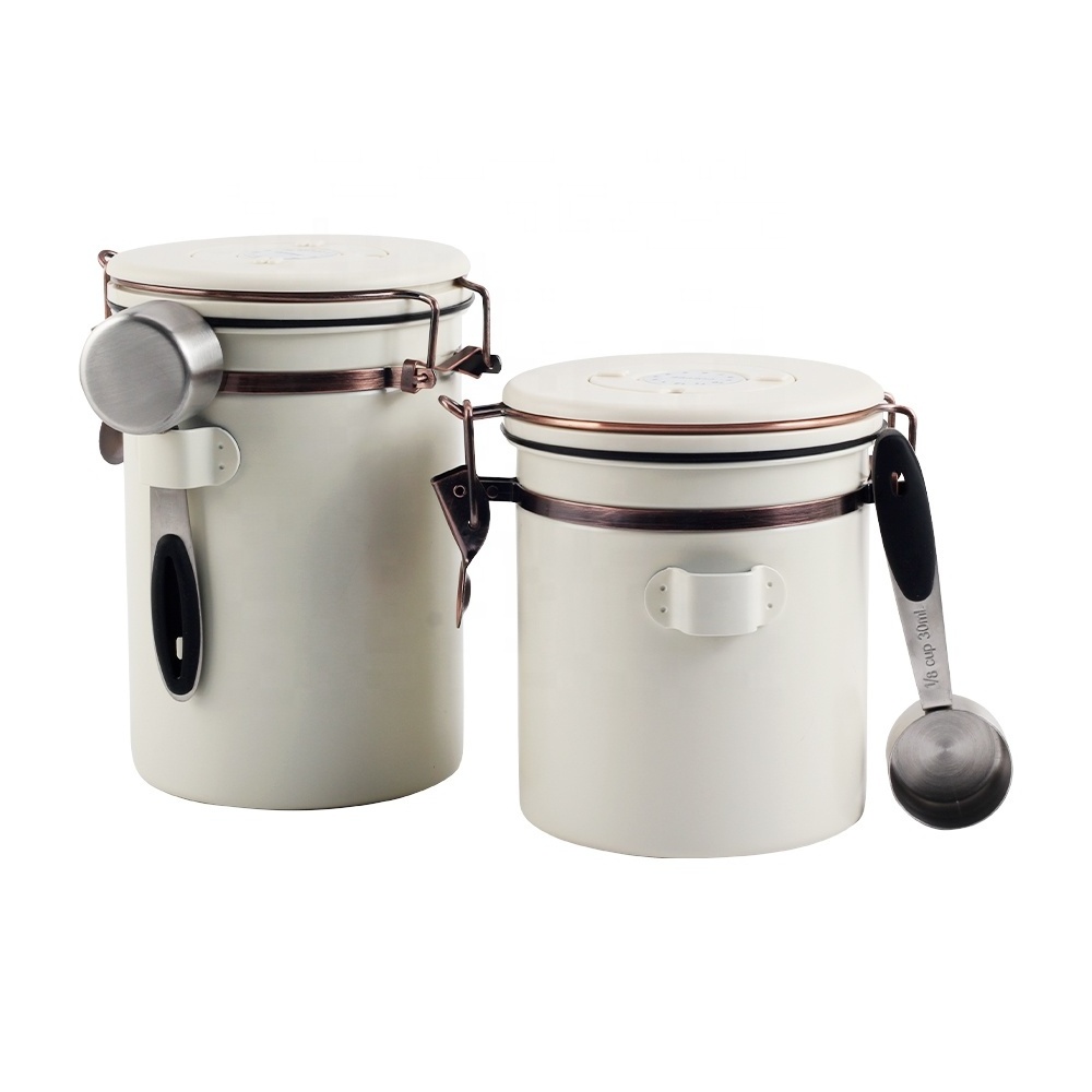 Coffee Storage - Stainless Steel Tea and Sugar Containers - Canisters w/Date-Tracker, CO2 Valve