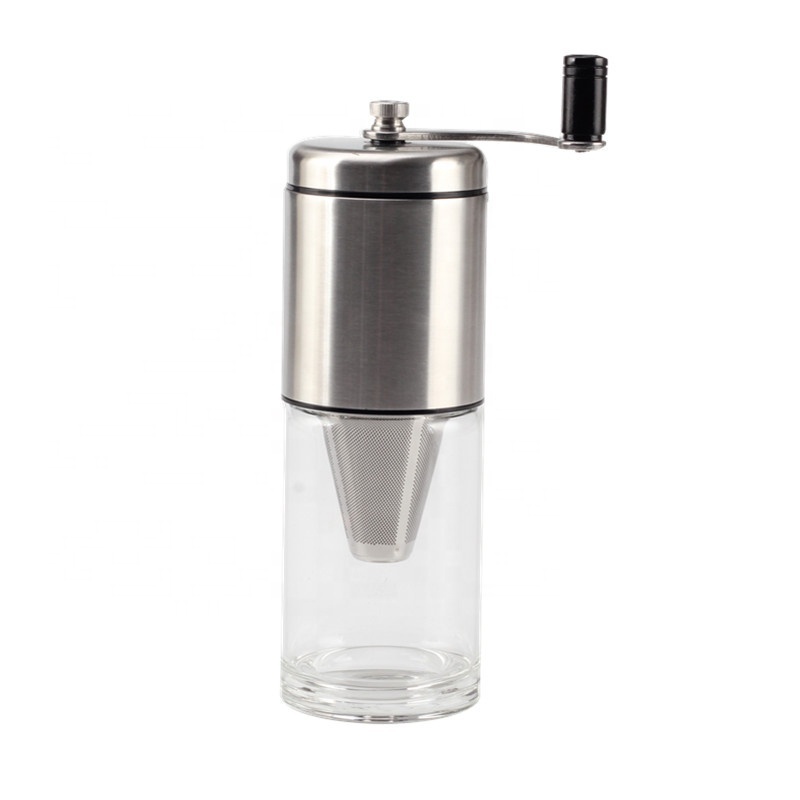 Manual Coffee Grinder with Ceramic Conical Burr Mill, Portable Hand Coffee Grinder with Built in Filter