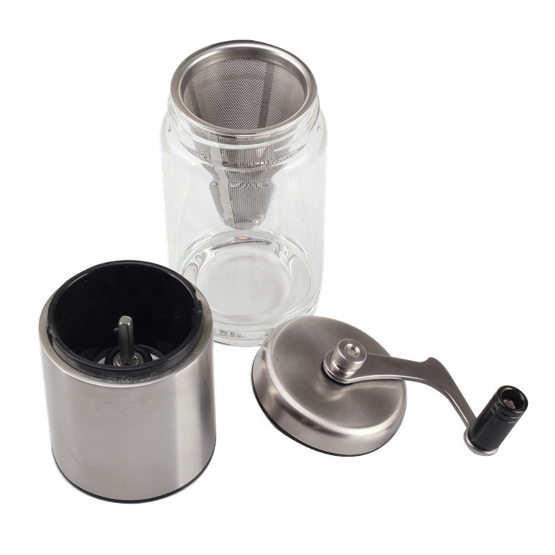 Manual Coffee Grinder with Ceramic Conical Burr Mill, Portable Hand Coffee Grinder with Built in Filter