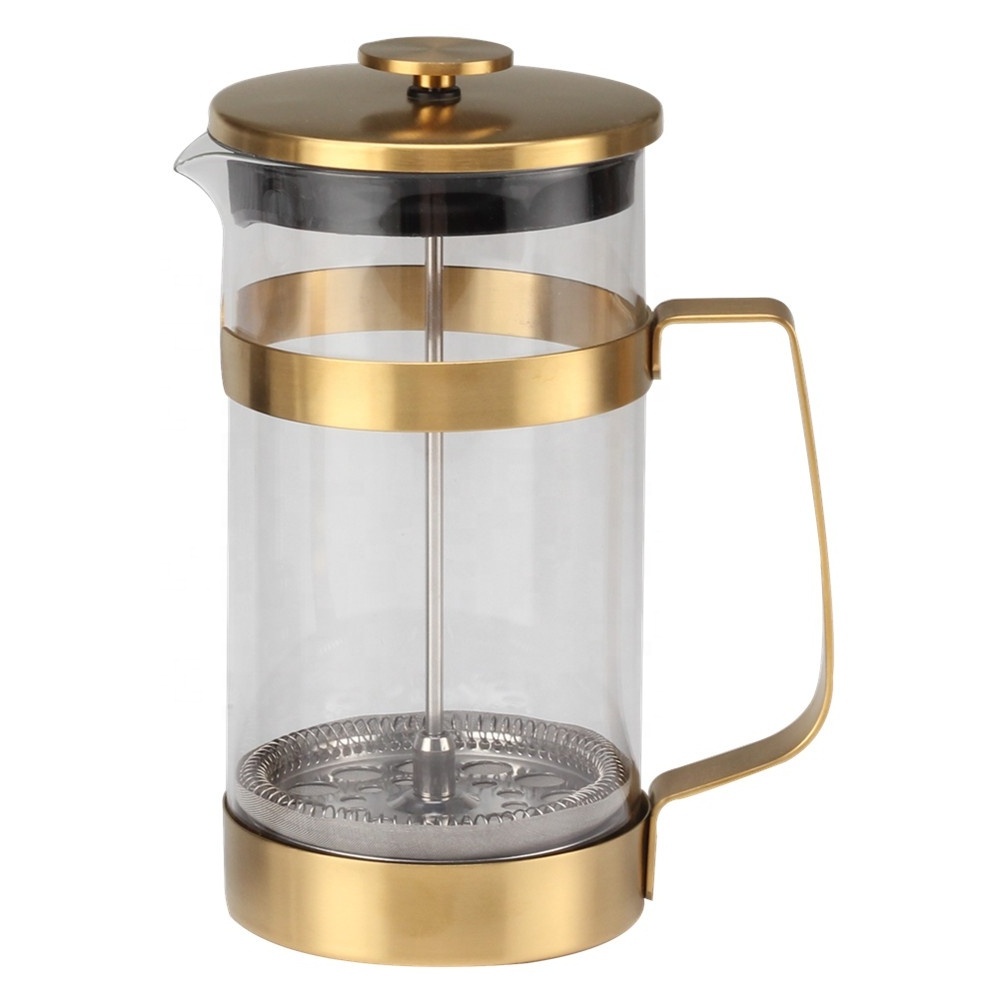 Coffee Cafetiere Set with Milk Frother Glass and Gold Glass French Press for Espresso Coffee