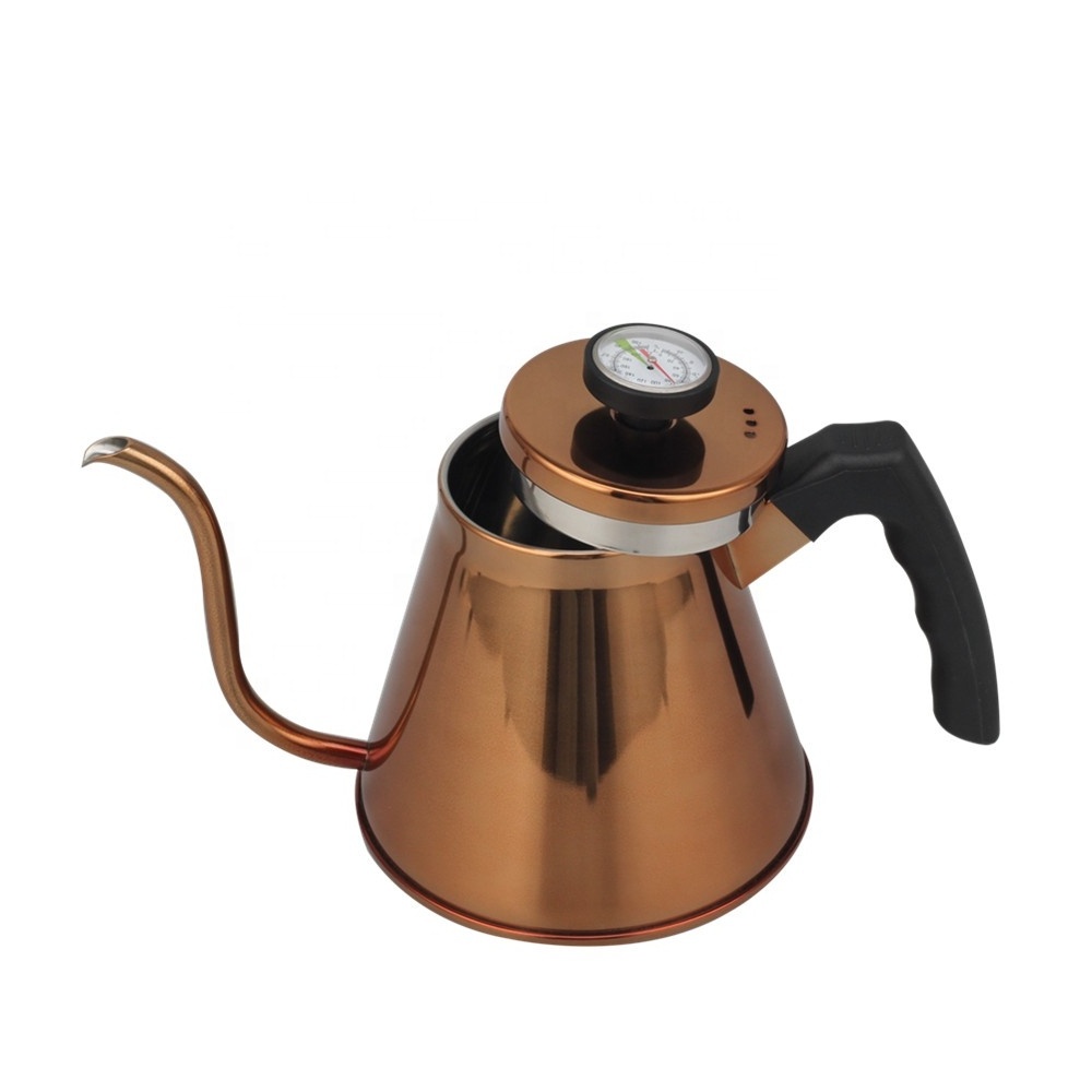 Stainless steel 304 Coffee Gooseneck with Built-In Thermometer Pour Over Coffee Kettle