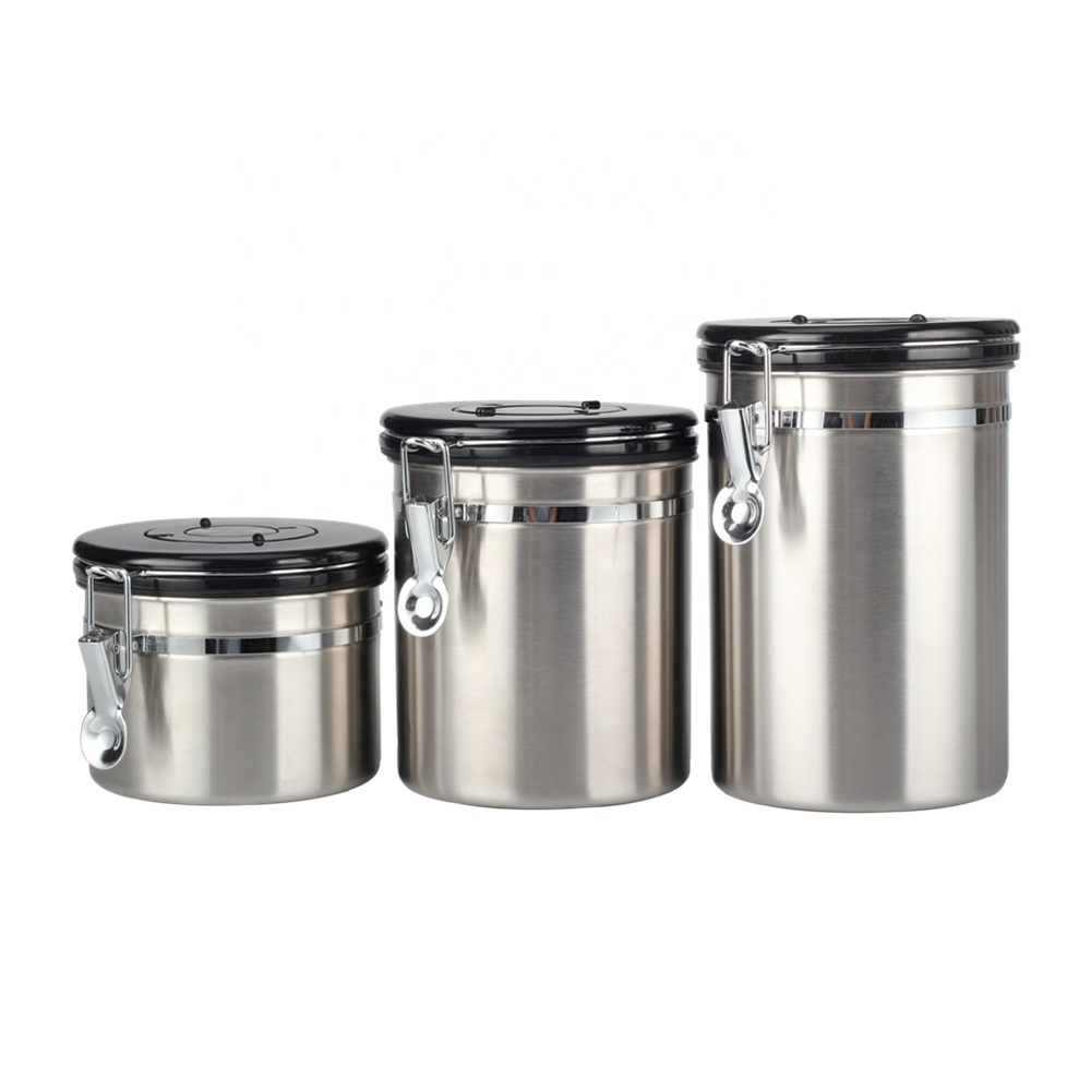 Stainless Steel Airtight Coffee Storage Canister with CO2 Valve