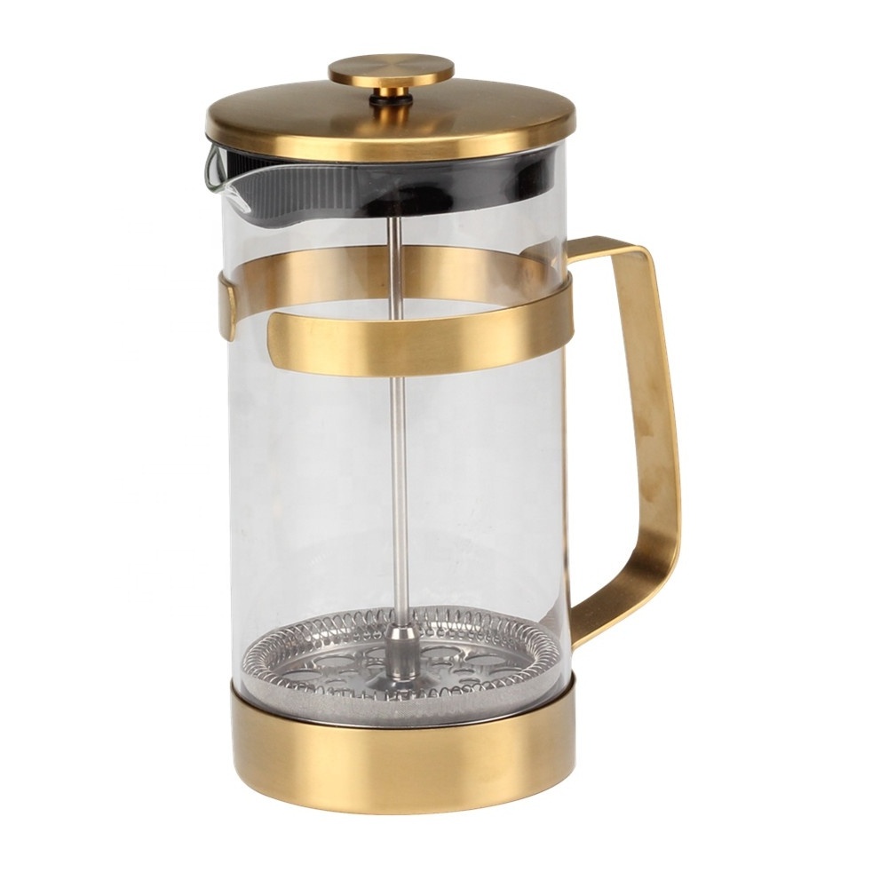 Coffee Cafetiere Set with Milk Frother Glass and Gold Glass French Press for Espresso Coffee