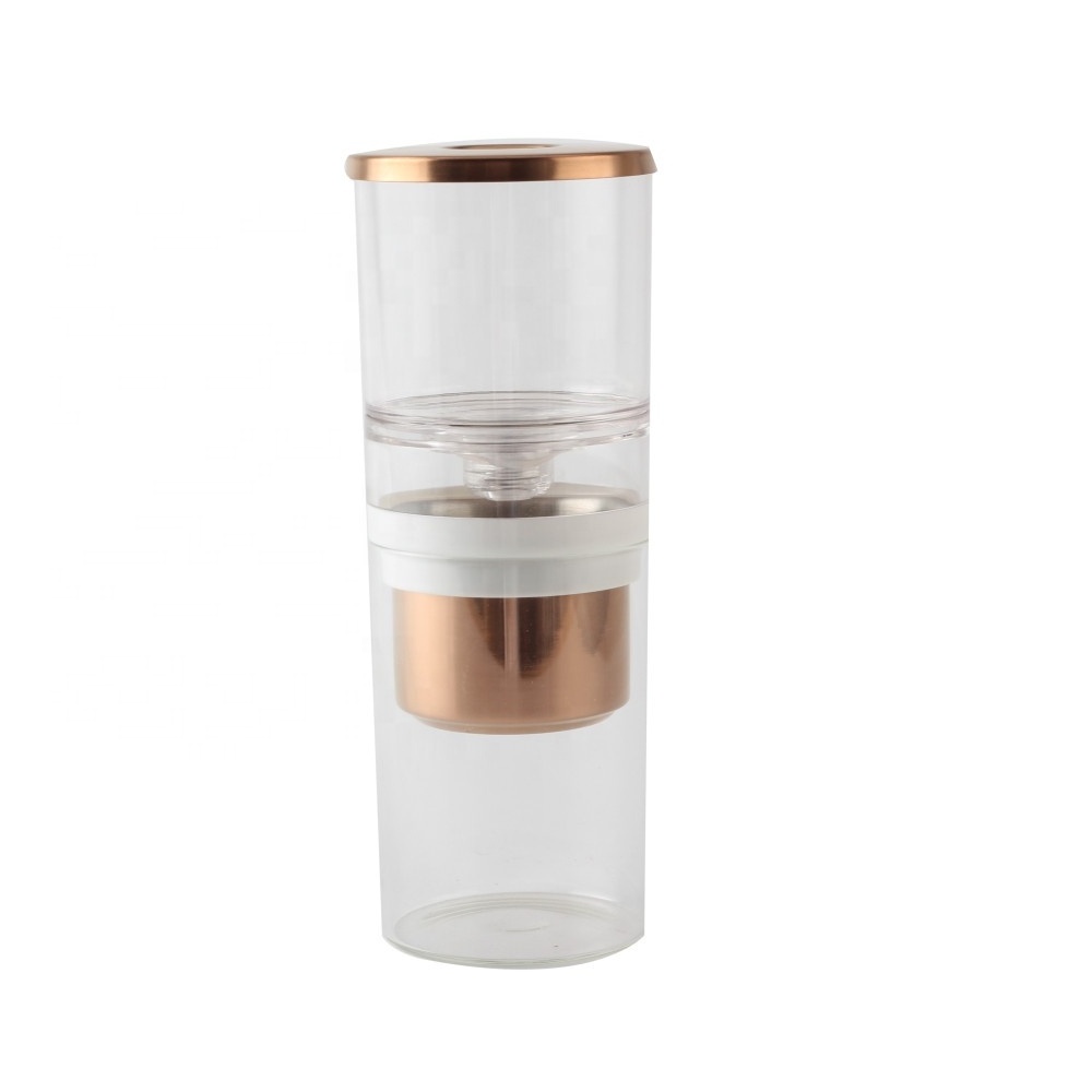 Cylindrical Semi Automatic Ice Drip Glass Cold Brew Coffee Maker with Stainless Steel Ground Coffee Filter Dutch Coffee Maker