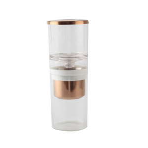 Cylindrical Semi Automatic Ice Drip Glass Cold Brew Coffee Maker with Stainless Steel Ground Coffee Filter Dutch Coffee Maker