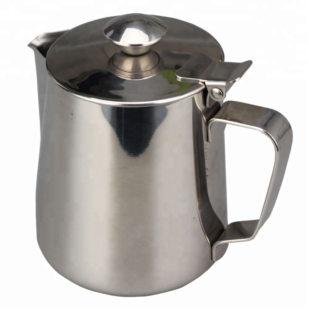 Stainless Steel Milk Frothing Pitcher Jug with Lid, For Coffee, Latte and Frothing Milk