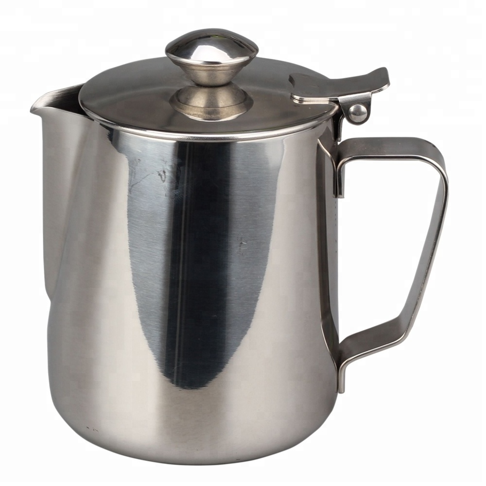 Stainless Steel Milk Frothing Pitcher Jug with Lid, For Coffee, Latte and Frothing Milk