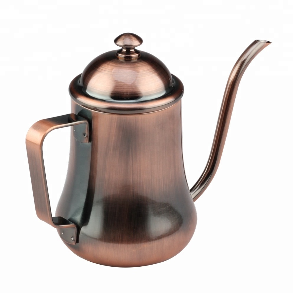 Antique Copper Coated Stainless Steel Gooseneck Coffee Hand Drip Kettle