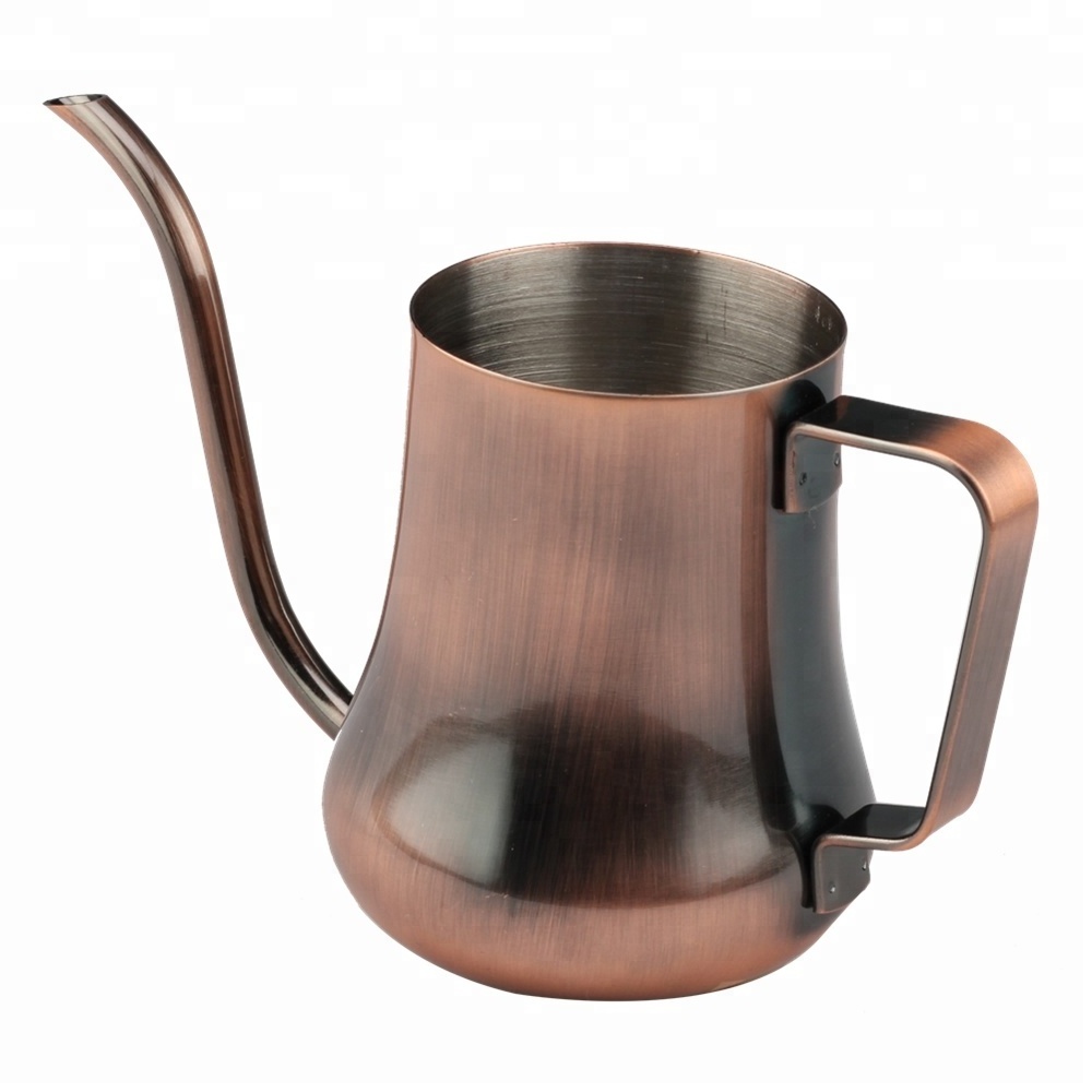 Antique Copper Coated Stainless Steel Gooseneck Coffee Hand Drip Kettle